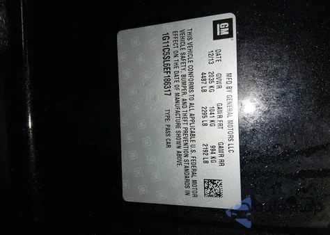 2014 Chevrolet Malibu 1Lt z USA, uszkodzony, nr VIN 1G11C5SL6EF186317